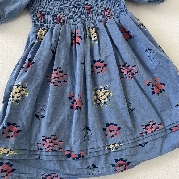 Janie and Jack Blue Smocked Floral Sundress with Puff Sleeves Girls’ 4 - Picture 2 of 6